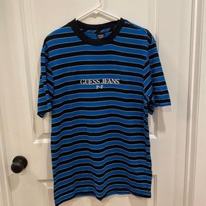 Guess X Places + Faces Collab striped flash glow short sleeve tee